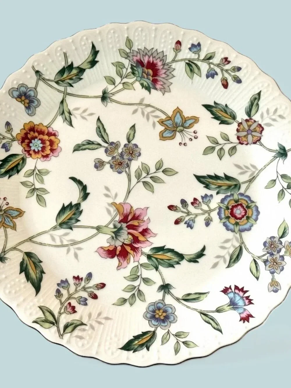 Andrea by Sadek Cake Plate Porcelain Buckingham Floral‎ Gold Trim